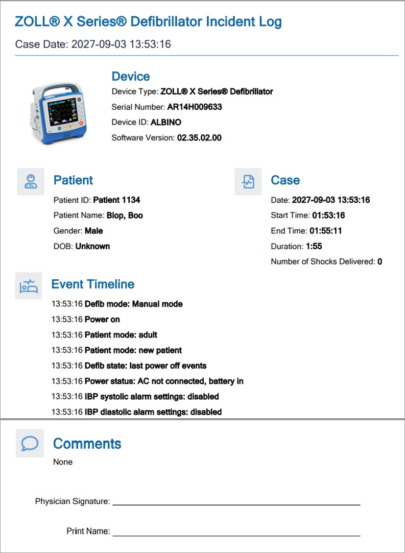 Incident report example output.